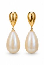 Gold-Plated Teardrop & Baroque Pearl Drop Earrings