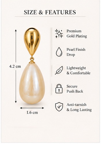 Gold-Plated Teardrop & Baroque Pearl Drop Earrings - Image 7