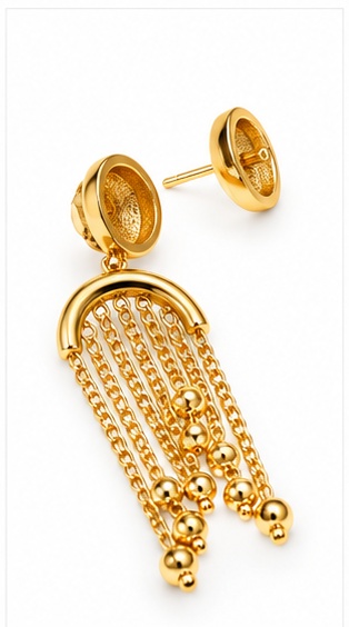Gold-Plated Crystal Top Waterfall Chain Tassel Earrings - Image 4