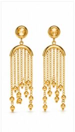 Gold-Plated Crystal Top Waterfall Chain Tassel Earrings