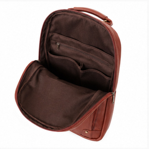 Brown Vintage Multi-Pocket Messenger Bag - Image 6