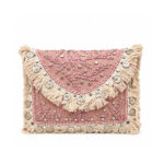 Pink Embroidered Envelope Clutch
