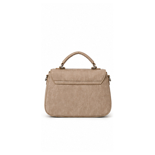 Beige Structured Flap Crossbody Handbag - Image 4