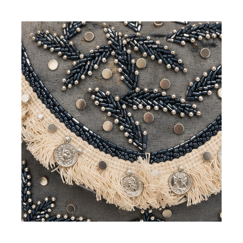 Black Embroidered Envelope Clutch - Image 4