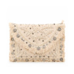 Ivory Embellished Envelope Clutch