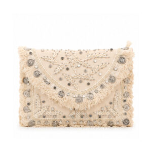 Ivory Embellished Envelope Clutch