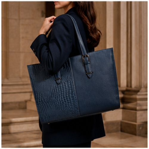 Black Structured Tote Office Bag - Image 2