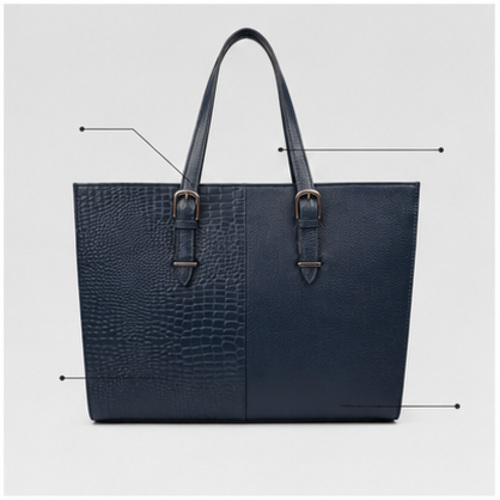 Black Structured Tote Office Bag - Image 7