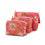 Pink Multicolor Embroidered Pouch Set