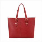 Burgundy Croc Texture Long Tote Bag