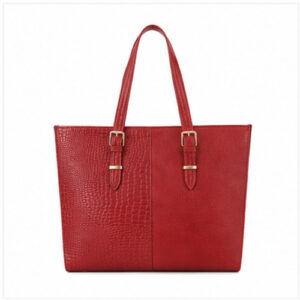 Burgundy Croc Texture Long Tote Bag