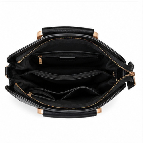 Black Croc Texture Structured Handbag - Image 3