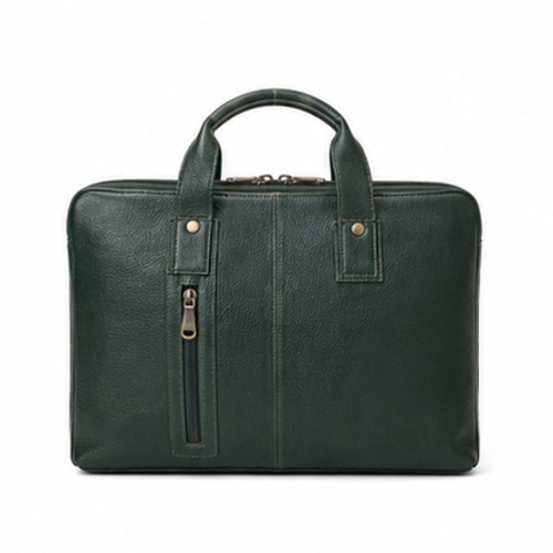 Dark Green Vintage Multi-Pocket Office Messenger Bag - Image 3