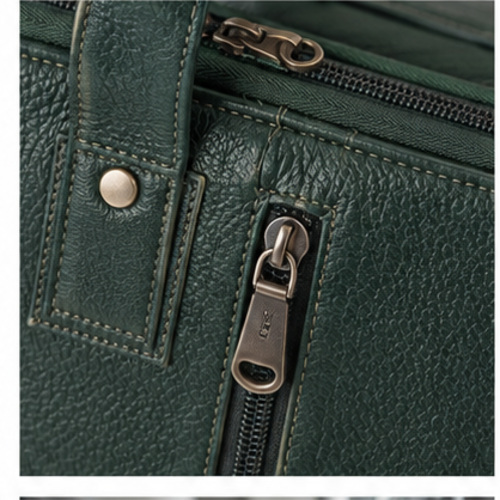 Dark Green Vintage Multi-Pocket Office Messenger Bag - Image 4