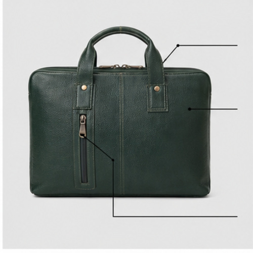Dark Green Vintage Multi-Pocket Office Messenger Bag - Image 7