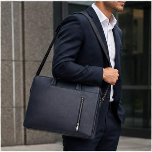 Navy Slim Laptop Document Bag - Image 4