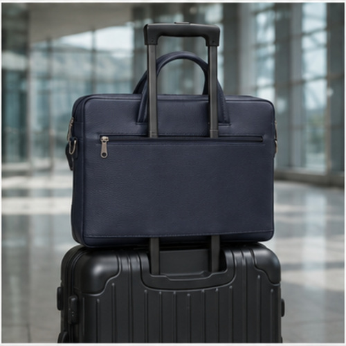 Navy Slim Laptop Document Bag - Image 8