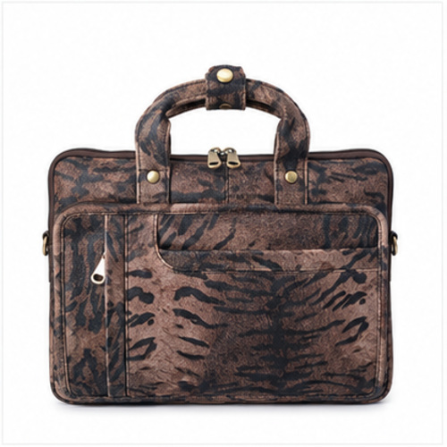 Brown Tiger Print Zip Organizer Pouch