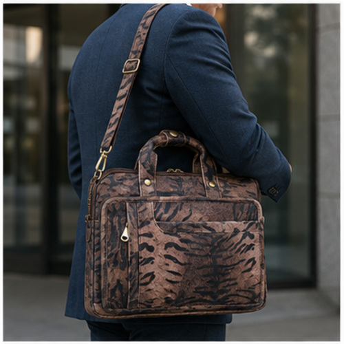 Brown Tiger Print Zip Organizer Pouch - Image 2