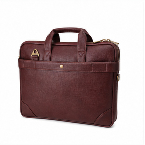Burgundy Compact Briefcase Handbag - Image 3