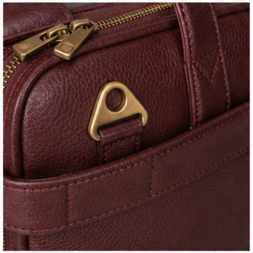 Burgundy Compact Briefcase Handbag - Image 6