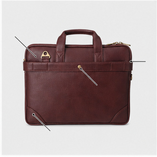 Burgundy Compact Briefcase Handbag - Image 7
