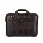 Dark Brown Croc Texture Compact Briefcase