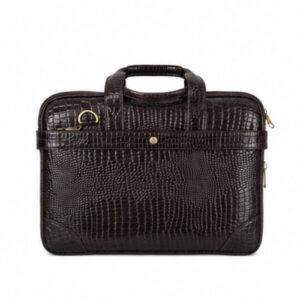 Dark Brown Croc Texture Compact Briefcase