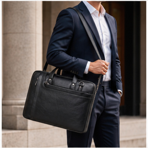 Black Compact Briefcase Handbag - Image 2