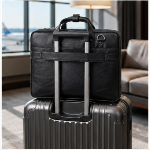 Black Compact Briefcase Handbag - Image 8
