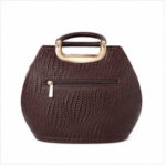 Burgundy Rounded Croc Texture Handbag