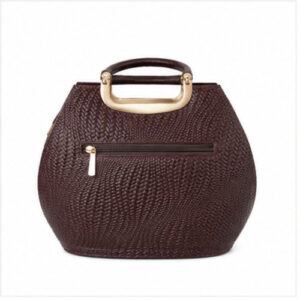 Burgundy Rounded Croc Texture Handbag