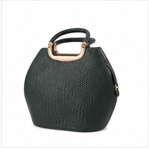 Dark Green Rounded Croc Texture Handbag - Image 4