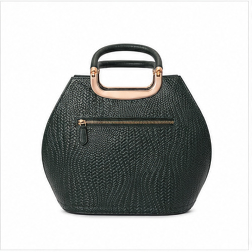 Dark Green Rounded Croc Texture Handbag - Image 3