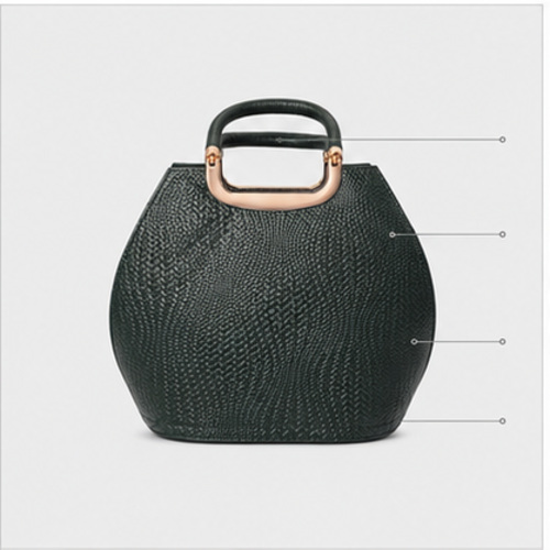 Dark Green Rounded Croc Texture Handbag - Image 8