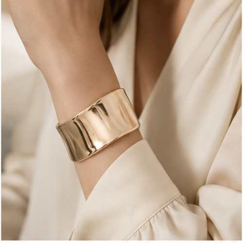 Silver Tone Sculpted Cuff Bangle - Image 3