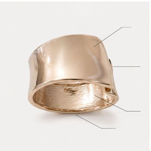 Silver Tone Sculpted Cuff Bangle - Image 8