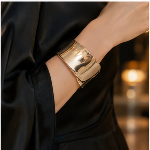 Silver Tone Sculpted Cuff Bangle - Image 2