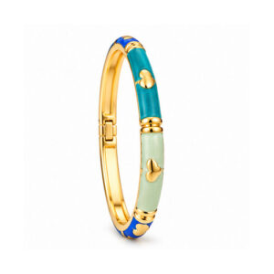 Blue Green Enamel Gold Tone Bangle
