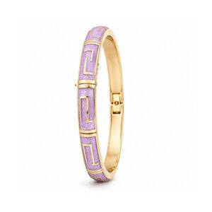 Lavender Geometric Enamel Gold Tone Bangle