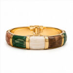Gold Tone Multicolor Block Enamel Bangle