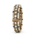 Antique Gold Tone Pearl & Stone Statement Bangle