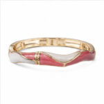 Gold Tone Pink Accent Cuff Bangle