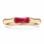 Gold Tone Red Accent Slim Cuff