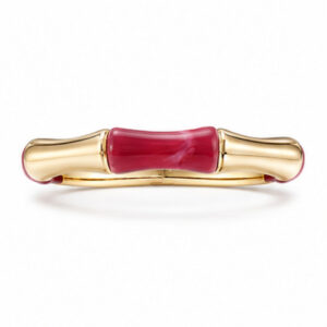 Gold Tone Red Accent Slim Cuff
