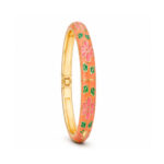 Peach Floral Enamel Gold Tone Bangle