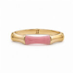 Gold Tone Pink Accent Slim Cuff