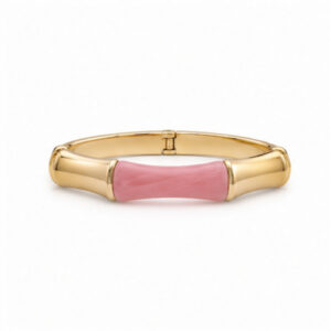 Gold Tone Pink Accent Slim Cuff