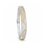 Silver Gold Tone Leaf Textured Bangle