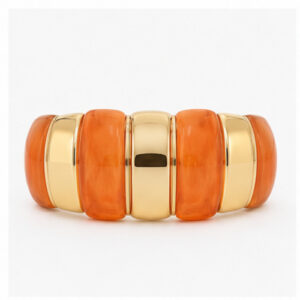 Gold Tone Orange White Segmented Bangle